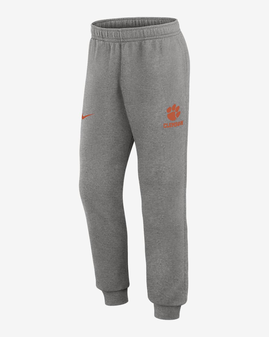 Nike Men s Clemson Tigers Primetime Club Fleece Jogger Pants Gray Sweatpants